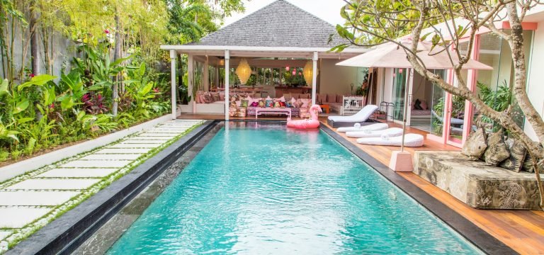 Sewa villa private pool di Bali - Chic 5BR Modern Villa with 18m Pool – 3 Min Walk to Beach, Near Finns & Seminyak – BVI12630